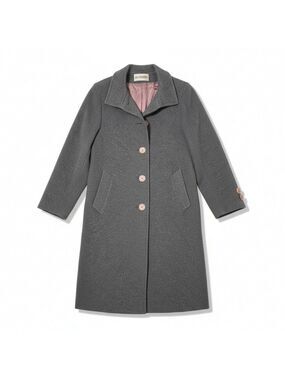Vintage Holt Renfrew Wool Angora Long Coat Grey Lined Tailored Jacket Sz 6